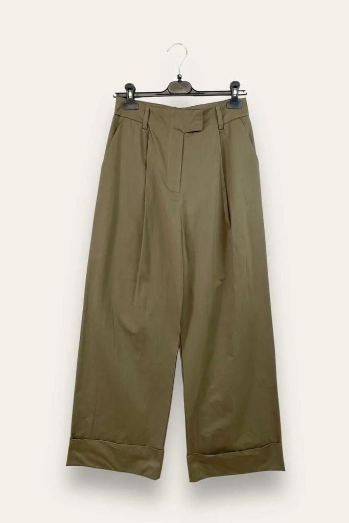 LOVEme Pantalone a palazzo con orlo alto in cotone