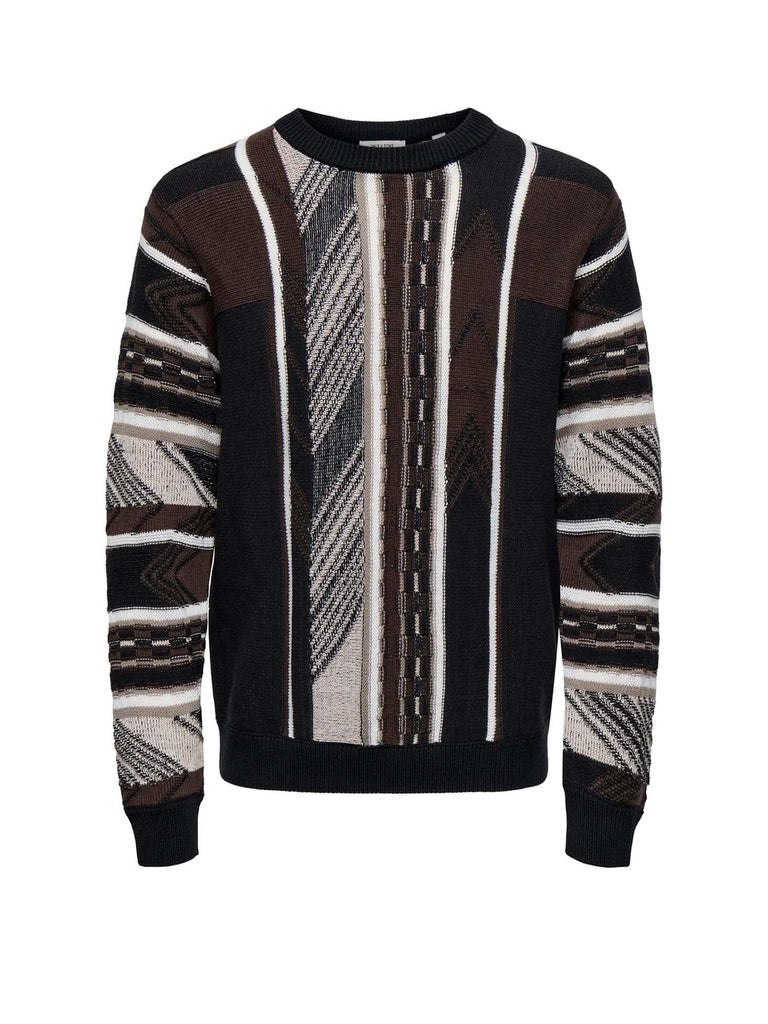 ONLY&SONS ONSRISE REG LS PATTERN CREW KNIT