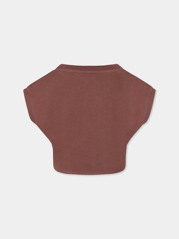 PINKO T-SHIRT CROPPED CON NODO + APPL. BORCHIE