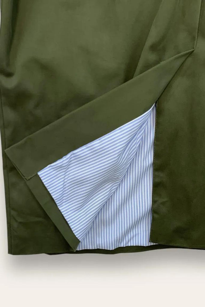 LOVEme Giacca lunga con colletto in pelle e fodera a camicia rigata