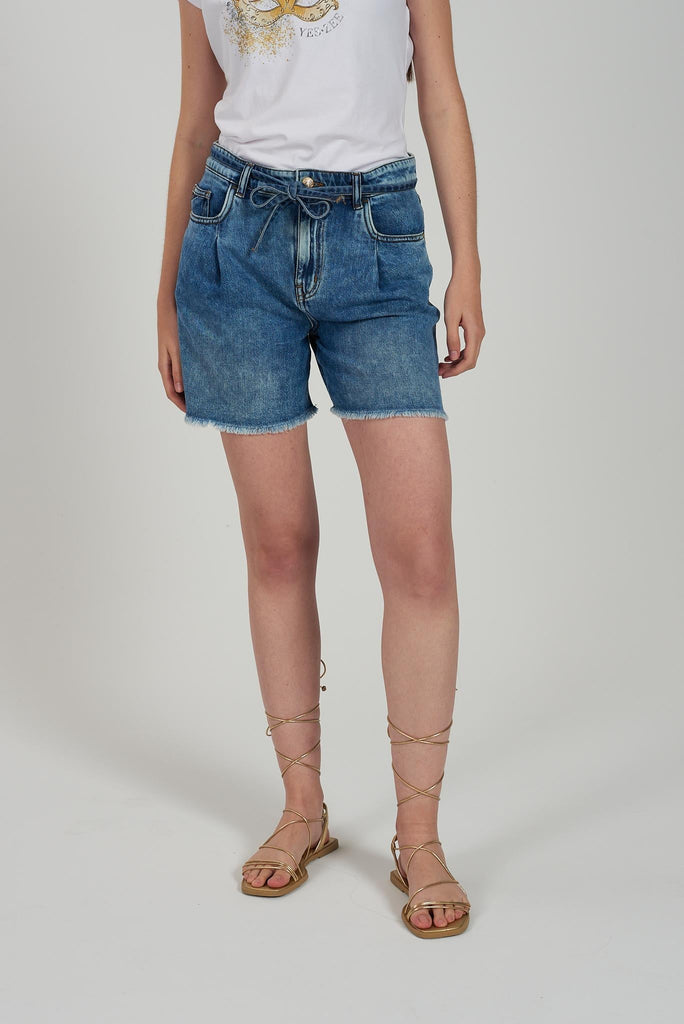 YES ZEE SHORTS JEANS DONNA 5 TASCHE CON PINCES