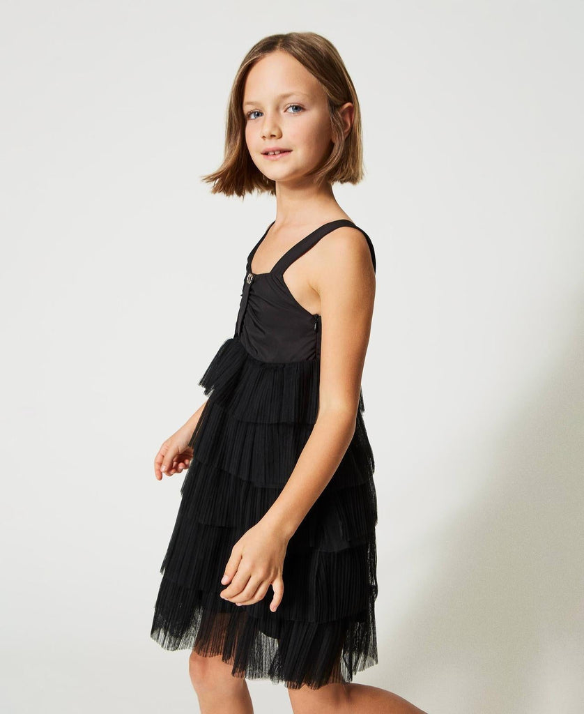 TWINSET ABITO CORTO A BALZE IN TULLE CON CORPINO IN TAF
