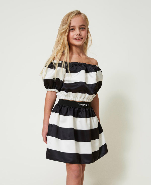 TWINSET BLUSA IN RASO STAMPA RIGHE