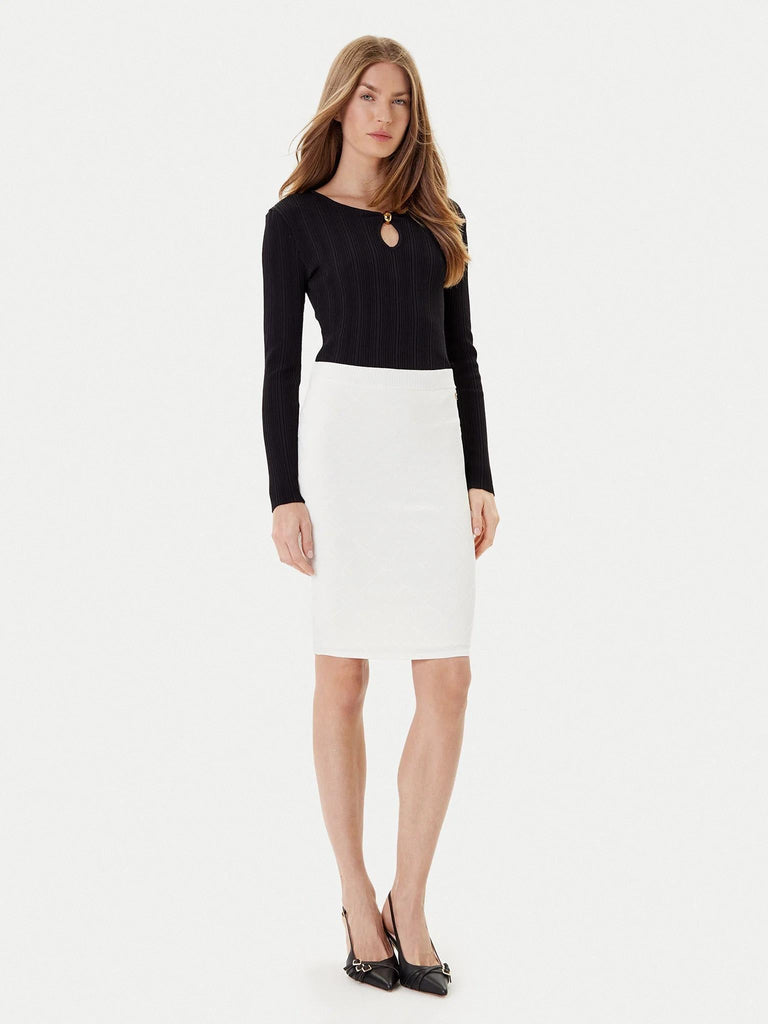 GUESS MARCIANO KATHLEEN RIBBED LS RN TOP SWTR