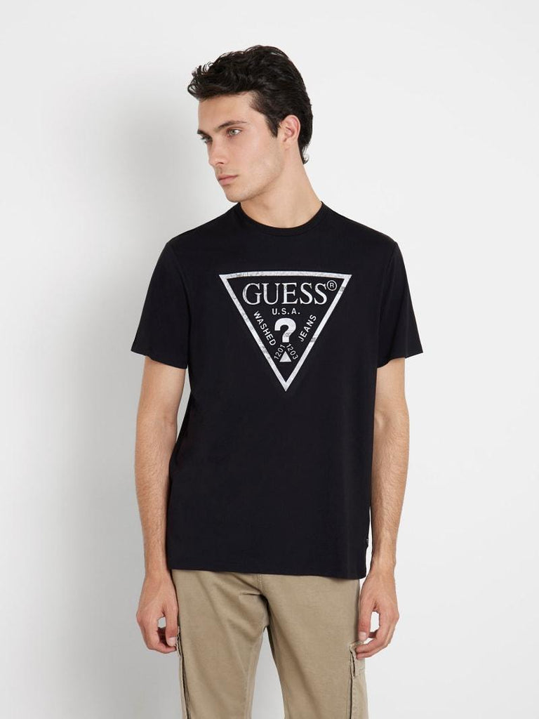 GUESS SS BSC PATCHWORK EMBO LOGO TEE