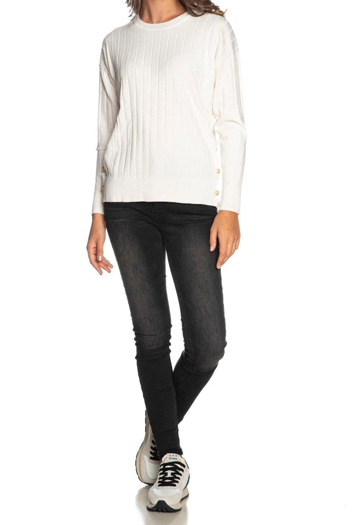 YES ZEE MAGLIA DONNA GIROCOLLO, SPACCHETTI LATERALI