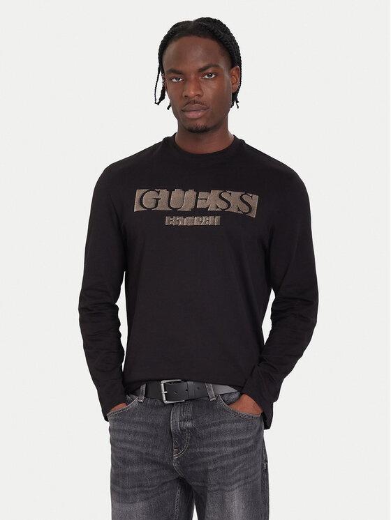 GUESS CN LS FLOCK LOGO TEE