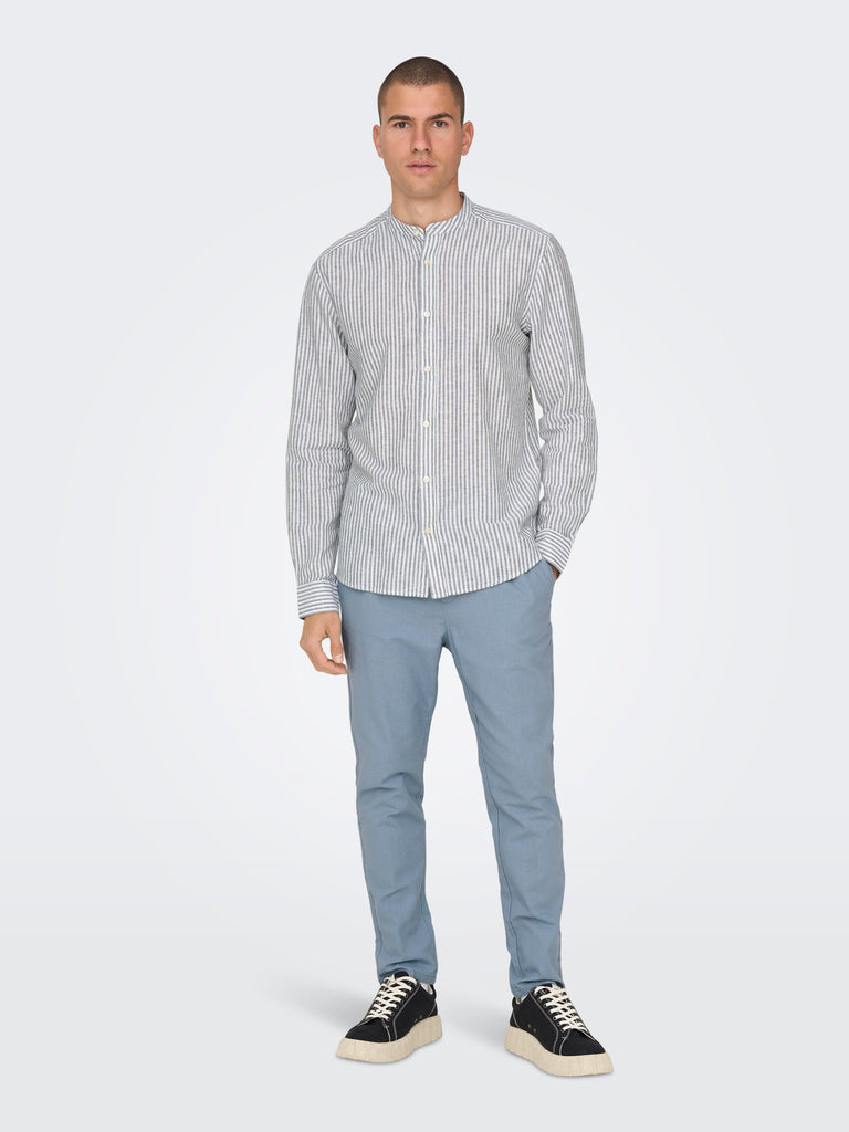 ONLY&SONS ONSCAIDEN LIFE LS MAO STRIPE LINEN NOOS
