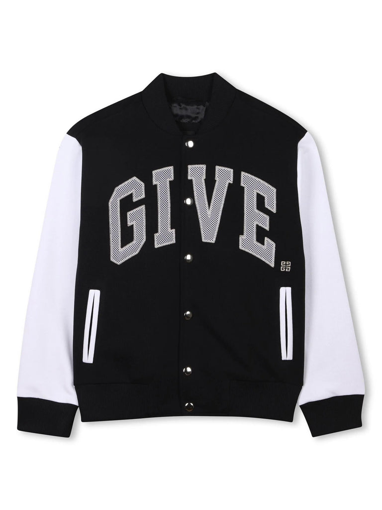 GIVENCHY Bomber per bambino Givenchy Kids nero con applicazione frontale con logo
