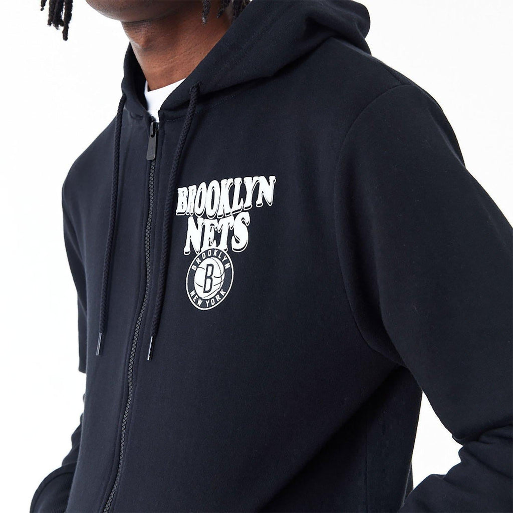 NEW ERA NBA SCRIPT FZ HOODY BRONET  BLKWHI