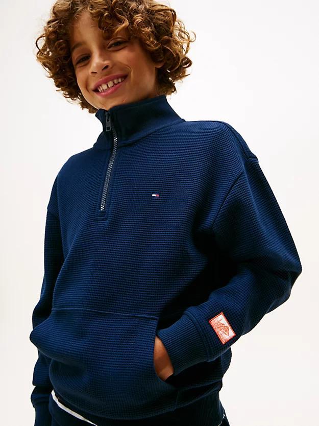 TOMMY HILFIGER TEXTURE HALF ZIP SWEATSHIRT