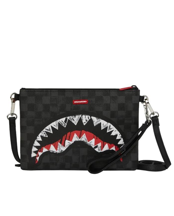 SPRAYGROUND SCRIBBLE SHARK CROSSOVER CLUTCH