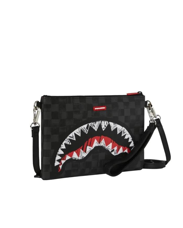 SPRAYGROUND SCRIBBLE SHARK CROSSOVER CLUTCH