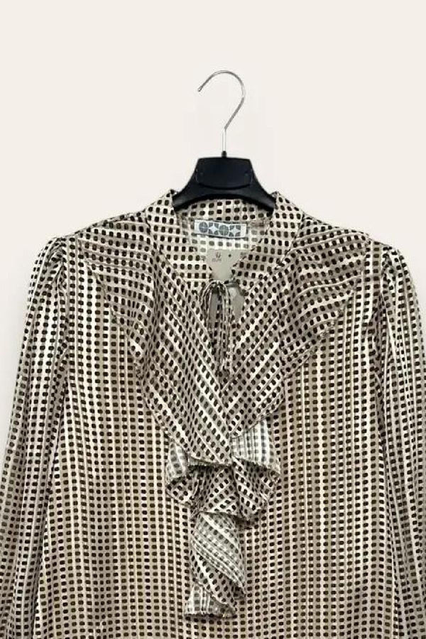 LOVEme Blusa in georgette con lurex e volant