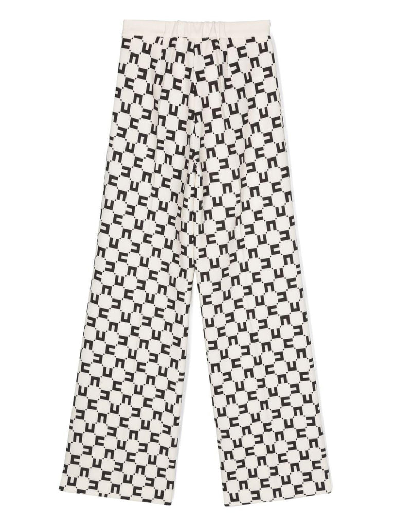 ELISABETTA FRANCHI La Mia Bambina PANTALONE DOPPIO CREPE STAMPA LOGO CUBICO BURRO/CEDRO