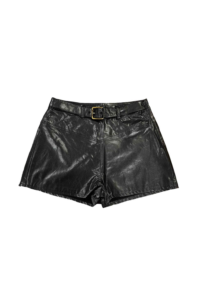 PINKO SHORTS IN ECOPELLE CON FIBBIA PINKO
