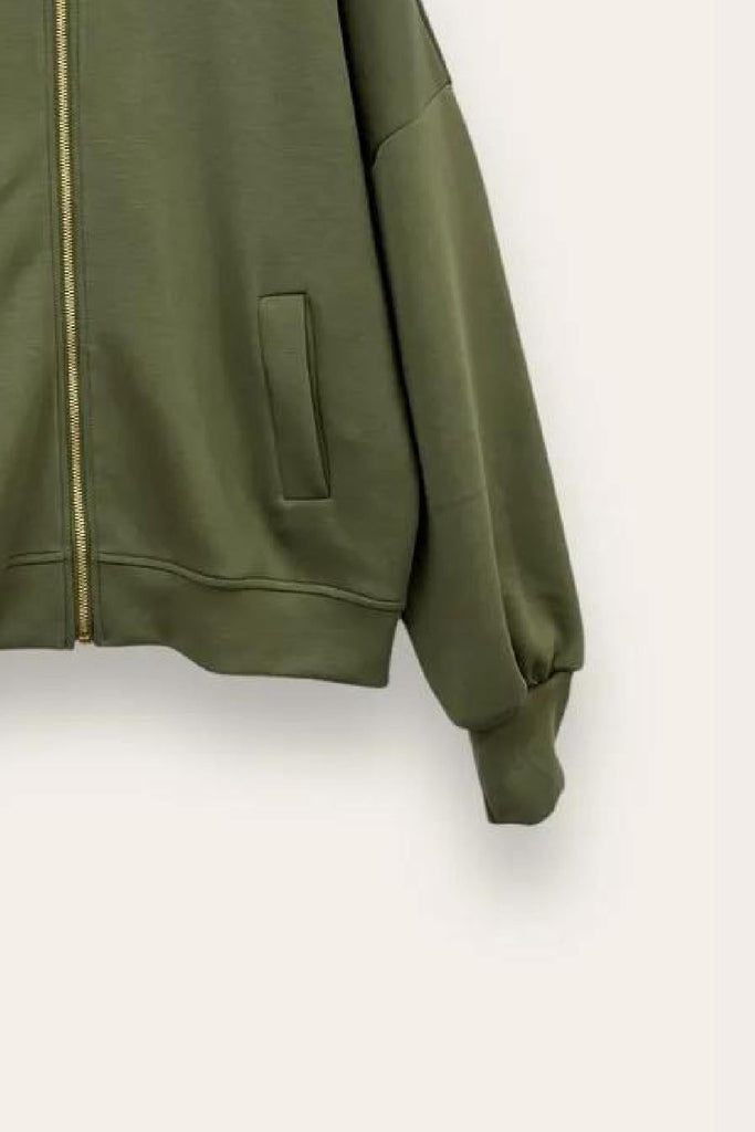 LOVEme Felpa bomber in scuba, zip e tasche