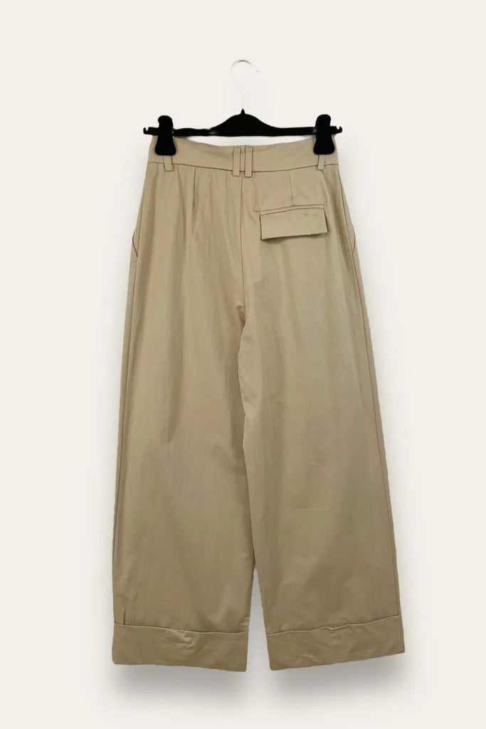 LOVEme Pantalone a palazzo con orlo alto in cotone