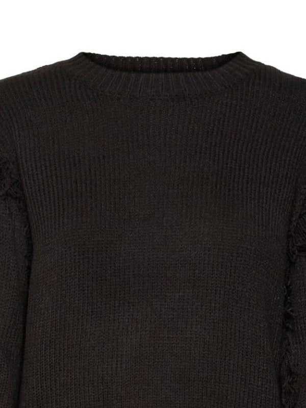VERO MODA VMGIANNA LS O-NECK SHORT FRINGE PULLOVER