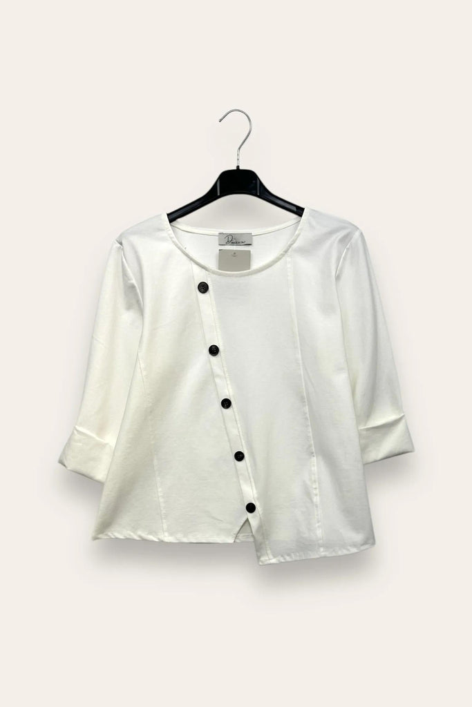 LOVEme Blusa punto milano con bottoni decorativi trasversali