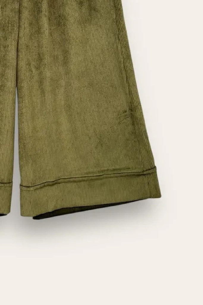 LOVEme Pantalone gaucho in velluto a coste con risvolto al fondo