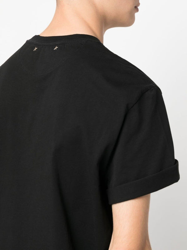 GOLDEN GOOSE DELUXE BRAND GOLDEN MS REGULAR T-SHIRT DISTRESSED COTTON JERSEY