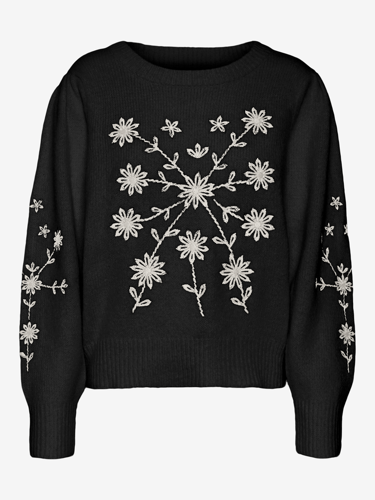 VERO MODA VMGAIA LS O-NECK EMBROIDERY PULLOVER GA