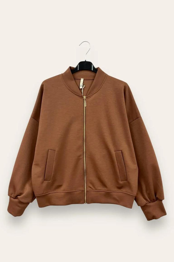 LOVEme Felpa bomber in scuba, zip e tasche