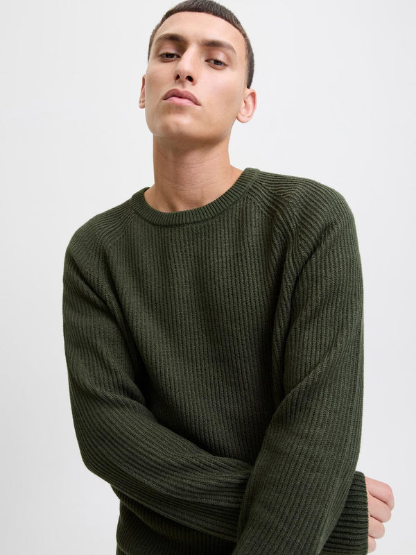 JACK AND JONES JJPANNEL KNIT CREW NECK AW25