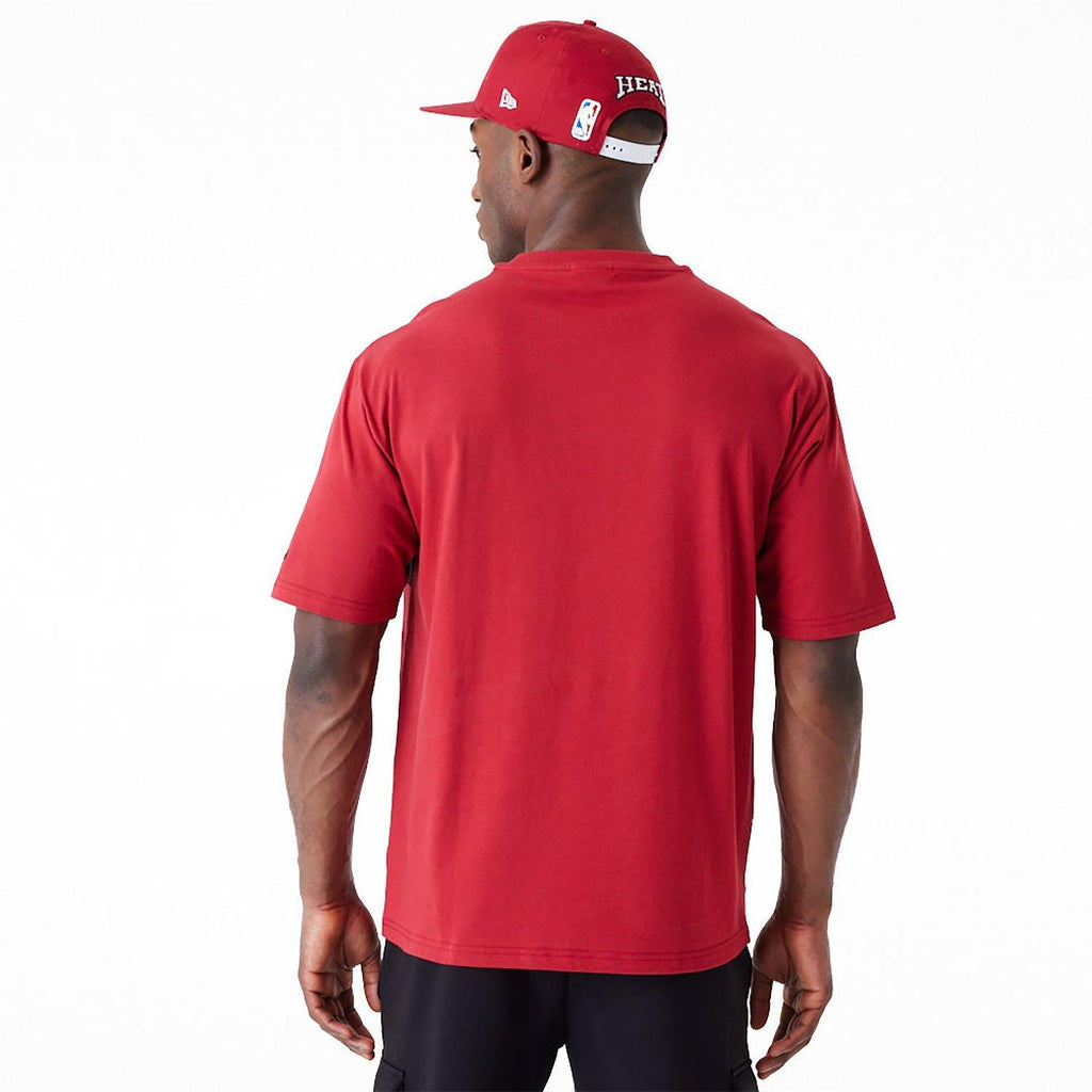 NEW ERA NBA LARGE WRDMRK OS TEE MIAHEA  PNRBLK