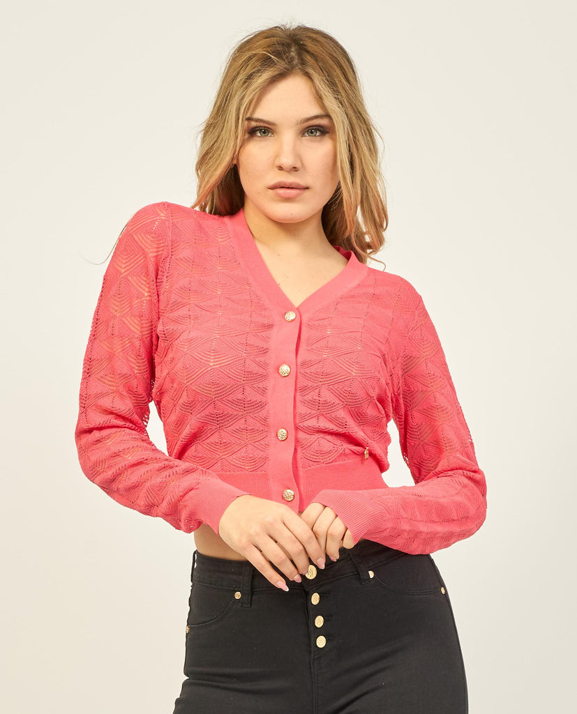 YES ZEE MAGLIA DONNA CARDIGAN SCOLLO A V