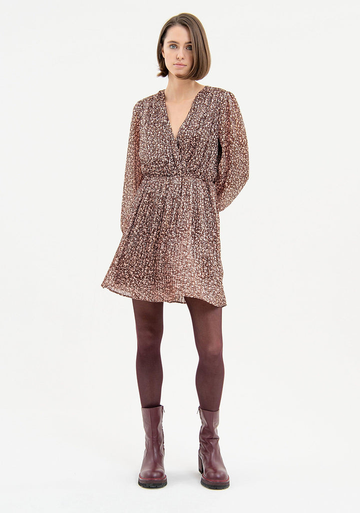 FRACOMINA SHORT DRESS PRINT BROWNPOWDER