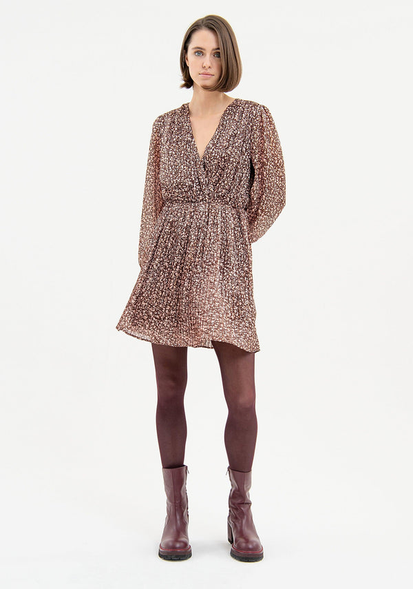 FRACOMINA SHORT DRESS PRINT BROWNPOWDER