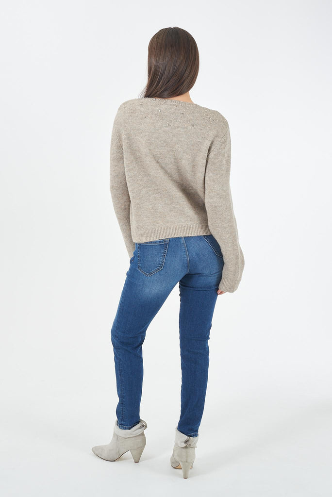 YES ZEE MAGLIA DONNA GIROCOLLO CON APPLICAZIONI