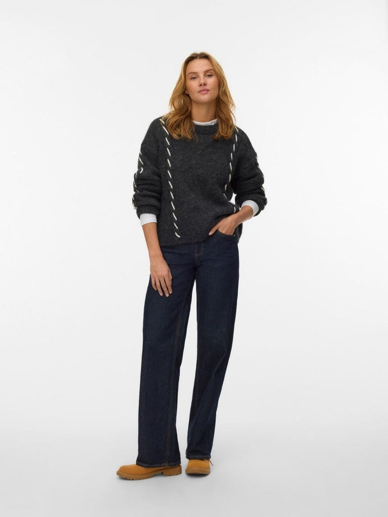 VERO MODA VMILINA LS O-NECK HANDSTITCH PULLOVER