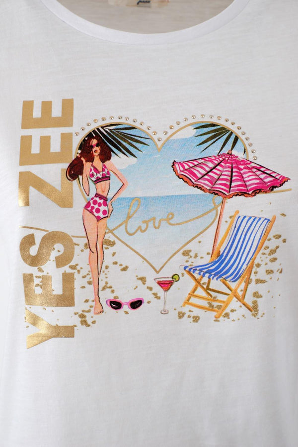 YES ZEE T-SHIRT DONNA MORDIBA, GIROCOLLO, M/C
