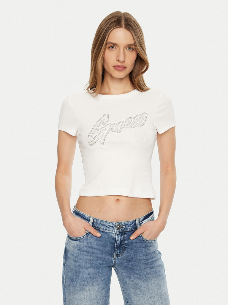 GUESS SS CN RIB LOGO TEE