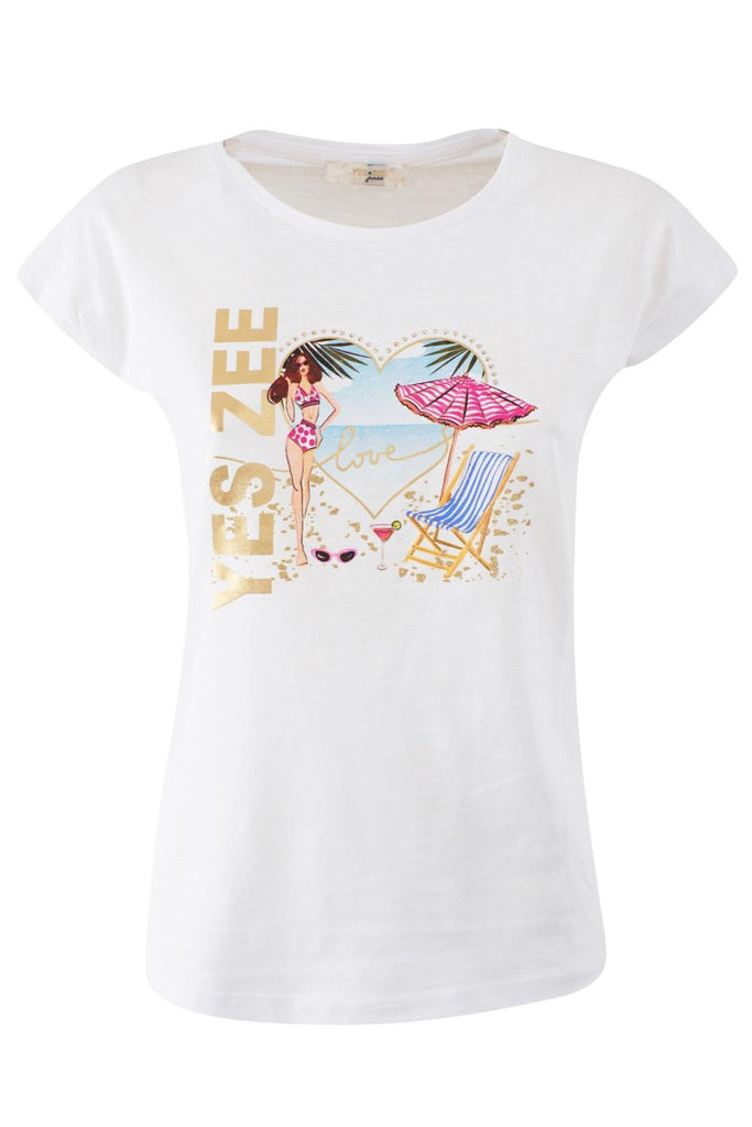 YES ZEE T-SHIRT DONNA MORDIBA, GIROCOLLO, M/C