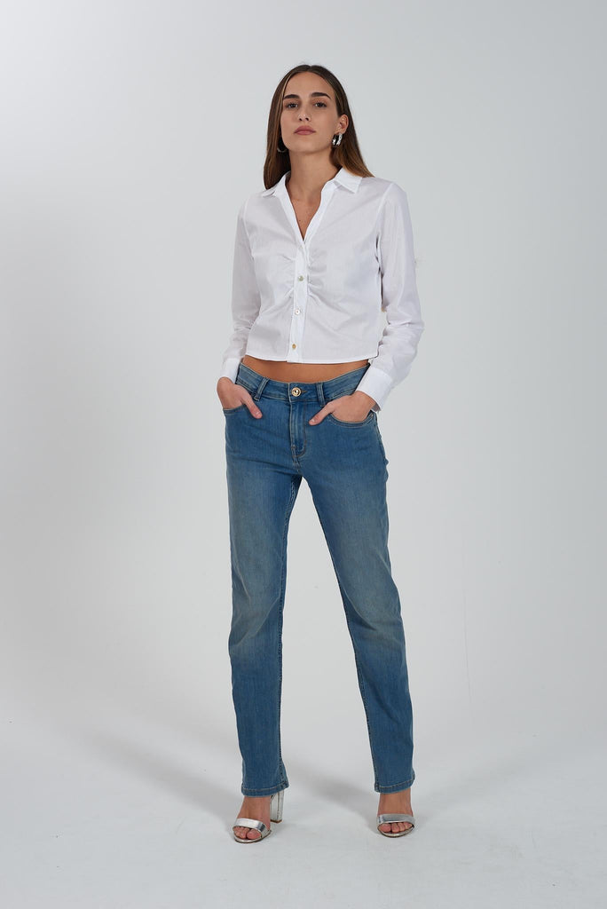 YES ZEE CAMICIA DONNA CON ARRICCIO SUL DAVANTI, M/L