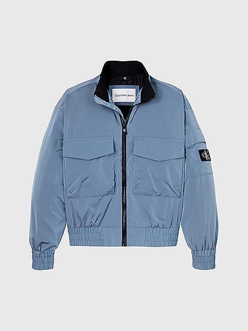 CALVIN KLEIN JEANS STRUCTURED NYLON ZIPPED BOMBER