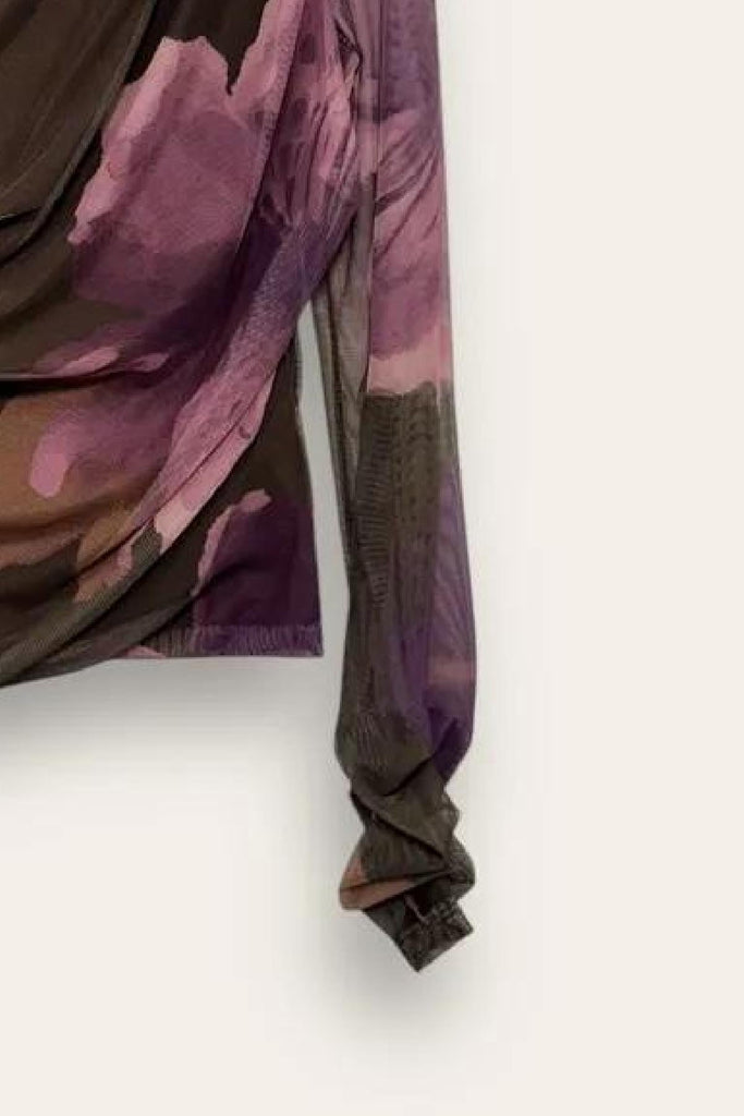 LOVEme Maglietta in tulle in fantasia, con drappeggio