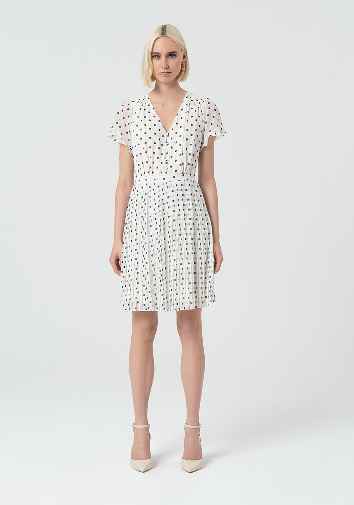 FRACOMINA SHORT PRINTED DRESS CREAMBLUE