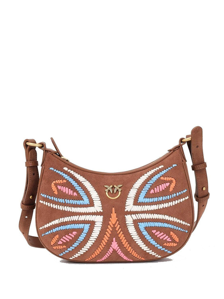 PINKO HALF MOON MINI FL SUEDE + RICA