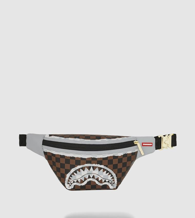 SPRAYGROUND CREAM BROWN TEAR CHECK SAVVY CROSSBODY