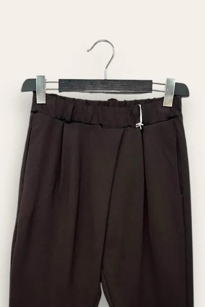 LOVEme Pantalone a sigaretta punto milano, pieghe in vita