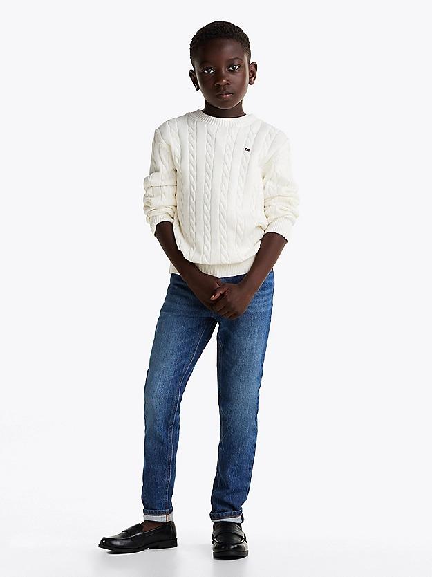 TOMMY HILFIGER CREW NECK COTTON CABLE SWEATER