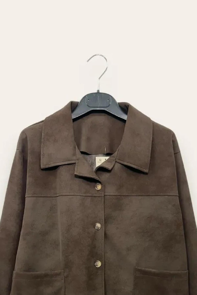 LOVEme Giacca ecopelle cerata con due tasche davanti