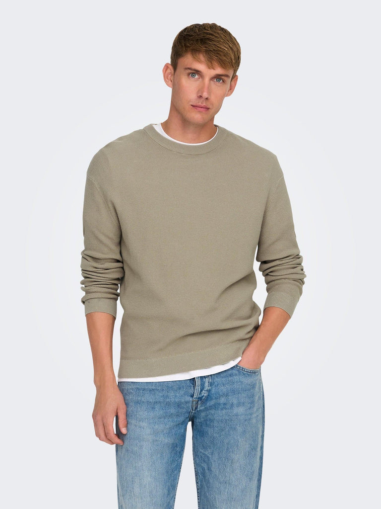 ONLY&SONS ONSTONY DS 12 LS WAFFLE CREW KNIT NOOS