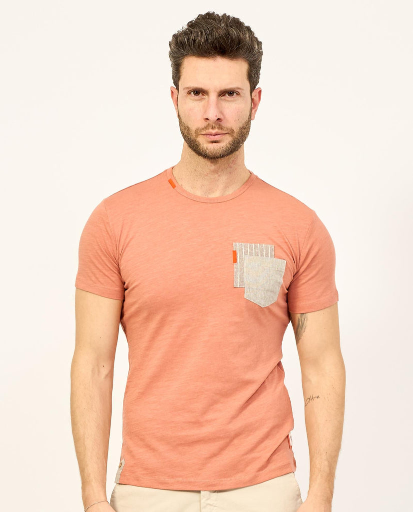 YES ZEE T-SHIRT UOMO GIROCOLLO, M/C, TASCA APPLICATA