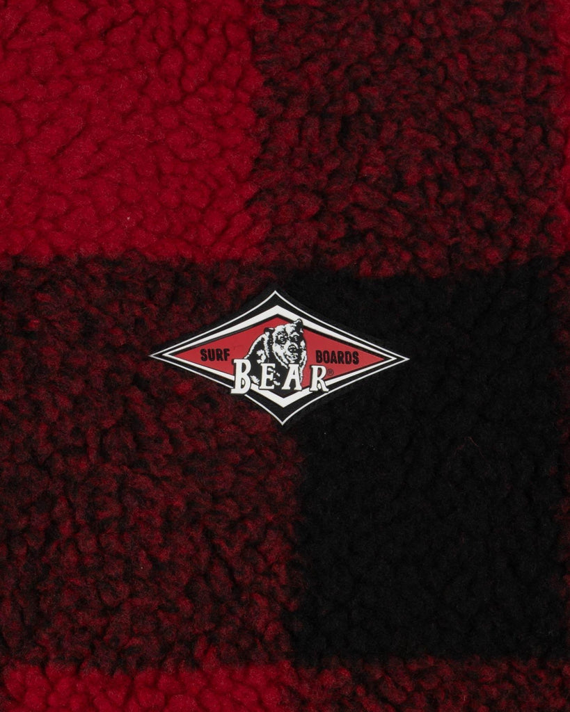 BEAR FURRY CHECKERED HALF ZIP